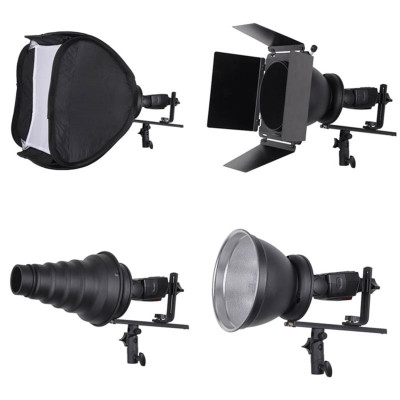 NICEFOTO 4-in-1 Reflector Adapter and Umbrella Holder for On-Camera Flashes