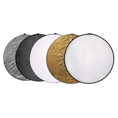 NICEFOTO 5-in-1 Collapsible Reflector Disc with Carrying Bag - 110cm + Reflector Holder