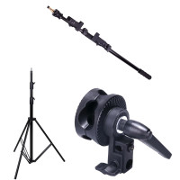NICEFOTO Telescopic Collapsible Reflector and Flash Head Holder with 5/8" Spigot, Light Stand and Super Clamp