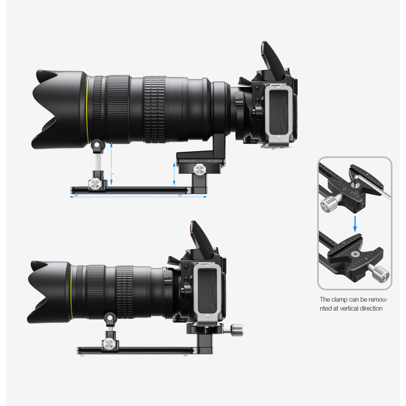 LEOFOTO VR-150 Dual-Pivot Objektivstütze Telestütze mit Arca-Swiss-Klemme - 171 mm