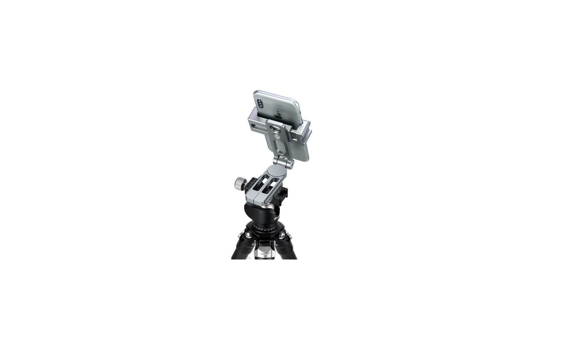 Leofoto PS-2 Stativ mit Halterung Smartphoneklemme (silberfa