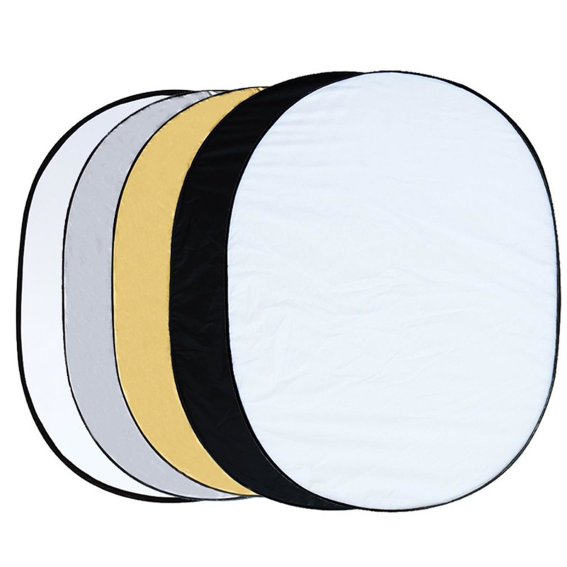 NICEFOTO 5-in-1 Oval Collapsible Reflector Disc with Carrying Bag - 102x168cm -