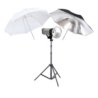 NICEFOTO K400 Studioset 400Ws + Leuchtenstativ + 2 Schirme